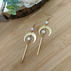 Boucles d’oreilles "Lune dorée" en nacre et acier inoxydable
