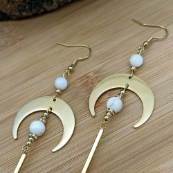 Boucles d’oreilles "Lune dorée" en nacre et acier inoxydable