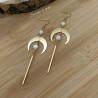 Boucles d’oreilles "Lune dorée" en nacre et acier inoxydable