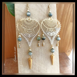 Boucles d’oreilles en acier doré et Œil de Faucon – Style élégant et tendance