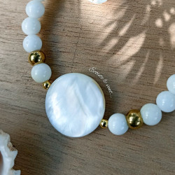 Bracelet en Nacre et Acier inoxydable doré