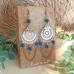 Boucles d’oreilles en Lapis-Lazuli et Acier Doré