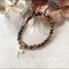 Bracelet en Œil de Tigre et Acier Doré – Libellule