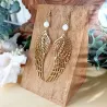 Boucles d’oreilles Ailes d'ange en Nacre et Acier Doré