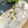 Boucles d’oreilles en Jade Vert et Acier Doré - Demi lune