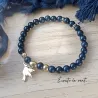 Bracelet en Obsidienne et Acier inoxydable Doré – Colibri