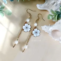 Boucles d’oreilles Sakura Émaillée et Nacre