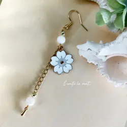 Boucles d’oreilles Sakura Émaillée et Nacre