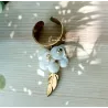Bague en Acier Inoxydable Doré et Nacre – Feuille