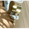 Bague en Acier Inoxydable Doré et Nacre – Feuille