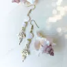 Boucles d’oreilles Lotus et Coquille Saint-Jacques et Nacre en Acier Inoxydable Doré