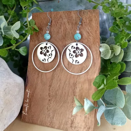 Boucles d’oreilles Fleur Ajourée et Howlite Turquoise