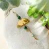Boucles d’oreilles en Jade Vert et Acier Doré - Demi lune