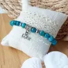 Bracelet en Apatite et Acier Inoxydable – Breloque "Love"