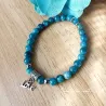 Bracelet en Apatite et Acier Inoxydable – Breloque "Love"