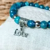 Bracelet en Apatite et Acier Inoxydable – Breloque "Love"