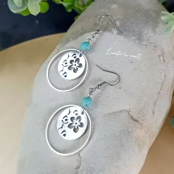 Boucles d’oreilles Fleur Ajourée et Howlite Turquoise