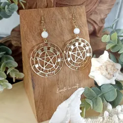 Boucles d’oreilles Pentacle, Phases de Lune et Signes Astrologiques