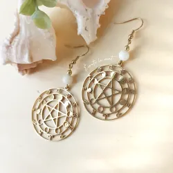 Boucles d’oreilles Pentacle, Phases de Lune et Signes Astrologiques
