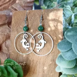 Boucles d’oreilles Gecko et Jade Vert