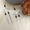 Boucles d’oreilles Lotus et Obsidienne
