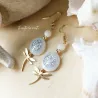 Boucles d’oreilles Arbre de Vie et Libellule – Nacre et Acier Inoxydable Doré