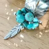 Bague Plume et Howlite Bleu Turquoise – Acier Inoxydable