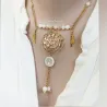 Collier "Symbole Astral" en Howlite et Acier Doré