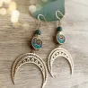 ✨ Boucles d'oreilles Croissant Lunaire et Perles de Jade Vert