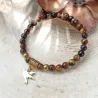 ✨ Bracelet en Œil de Tigre et Colibri en acier inoxydable doré