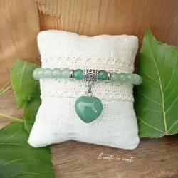 ✨ Bracelet en Aventurine avec Breloque Cœur en Aventurine