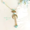 ✨ Collier en Amazonite double lune Acier Inoxydable
