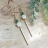 ✨ Boucles d'oreilles en Jade vert et Rose en Nacre