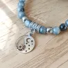 ✨ Bracelet en Œil de Faucon avec Breloque Soleil et Lune