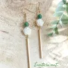 ✨ Boucles d'oreilles en Jade vert et Rose en Nacre