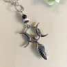 ✨ Collier en Obsidienne et Perles Heishi avec Pendentif Déesse Triple Lune