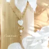 ✨ Collier Cœur en Nacre avec petit nœud en Acier Inoxydable doré