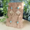 ✨ Boucles d’oreilles Soleil et demi-lune en acier inoxydable et Howlite teintée