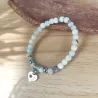 ✨ Bracelet en Amazonite avec breloque cœur ajouré