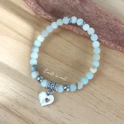 ✨ Bracelet en Amazonite avec breloque cœur ajouré