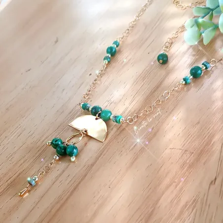 ✨ Collier Cœur en Nacre avec petit nœud en Acier Inoxydable doré