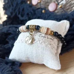 ✨ Bracelet en Obsidienne avec breloque Yin Yang