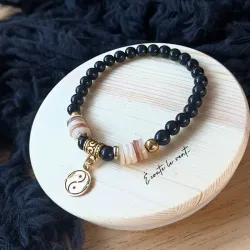 ✨ Bracelet en Obsidienne avec breloque Yin Yang