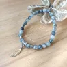 ✨ Bracelet en Œil de Faucon avec Breloque Plume