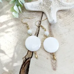 ✨ Boucles d'Oreilles Disque en Nacre