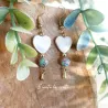 ✨ Boucles d'Oreilles en Jaspe Impérial et Nacre – Cœur Nacre