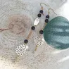 ✨ Boucles d'oreilles asymétriques en obsidienne et acier inoxydable doré
