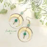 ✨ Boucles d'oreilles lune et cercle et perles d'aventurine