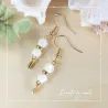 ✨ Boucles d'oreilles en nacre et Gouttes acier inoxydable doré