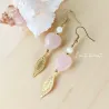 ✨ Boucles d'oreilles Coeur en quartz rose et nacre